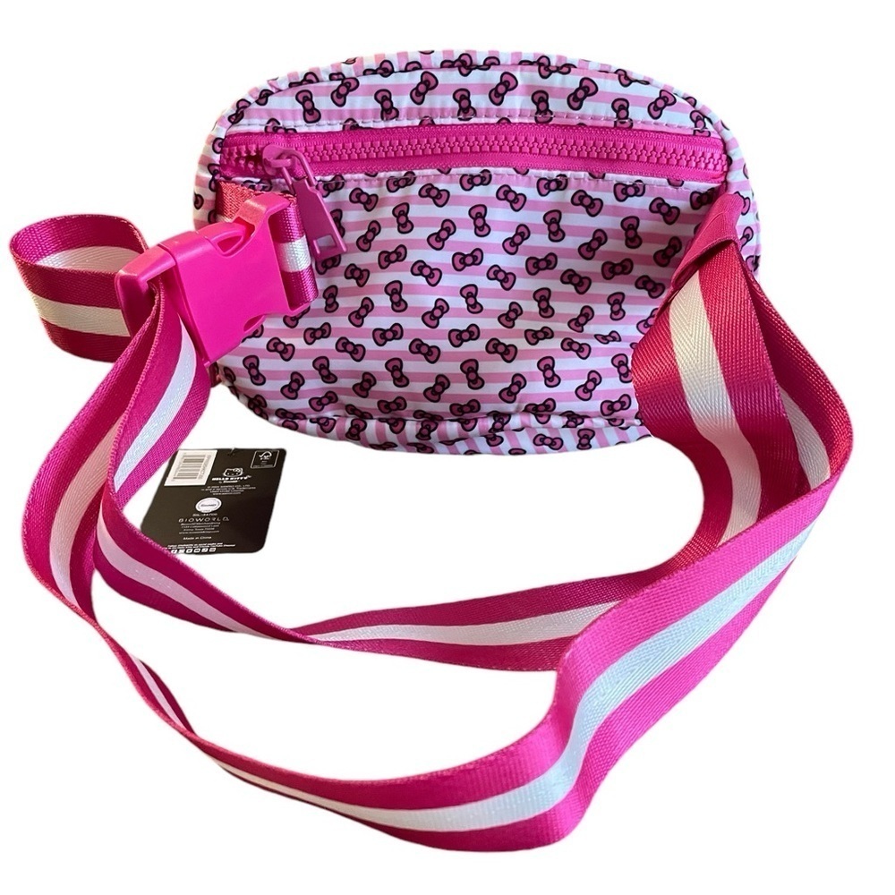Hello Kitty Crossbody/Fanny Pack Purse, Pink and White, Bow Vinyl Patter…